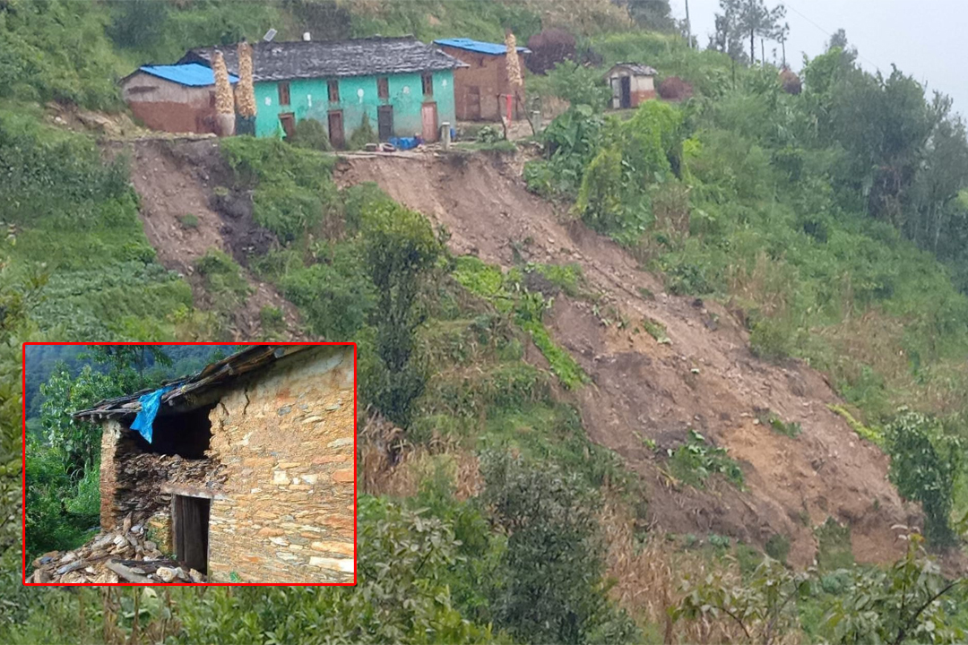 बैतडीमा पहिरोले एक घर भत्कियो, ९ घर जोखिममा