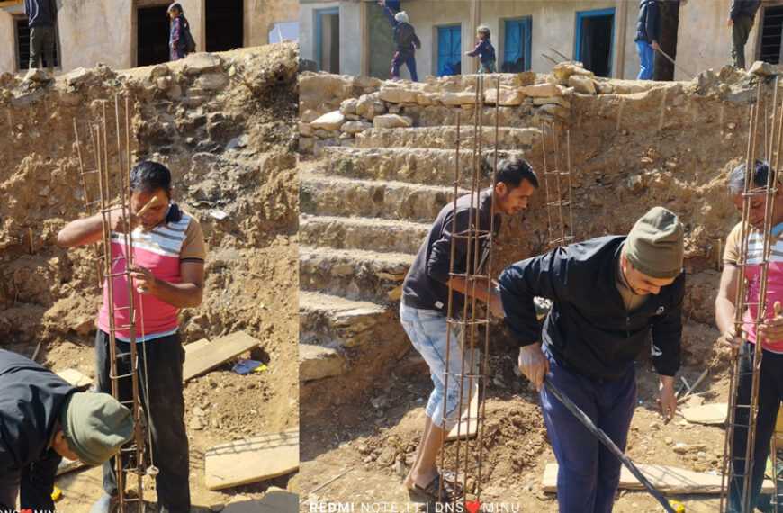 बुवाको स्मृतिमा सरस्वती मन्दिर निर्माण गर्दै बिष्ट