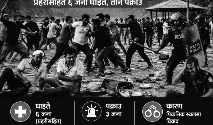 पिकनिक विवाद हिंसात्मक झडपमा, प्रहरीसहित ६ जना घाइते